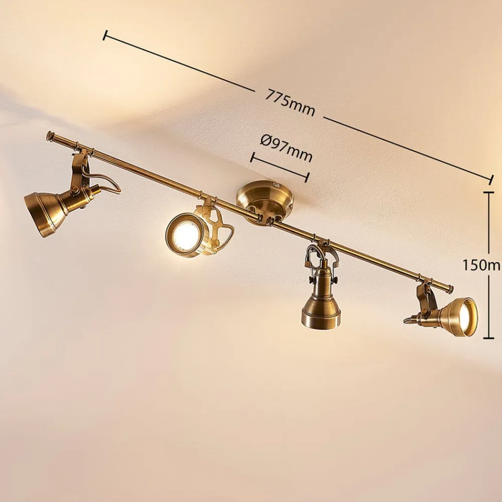 Lindby Loftlamper|Loftlamper>loftlampe Perseas, 78 cm, 4 lyskilder, antik messing, GU10