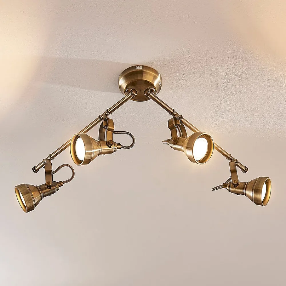 Lindby Loftlamper|Loftlamper>loftlampe Perseas, 78 cm, 4 lyskilder, antik messing, GU10