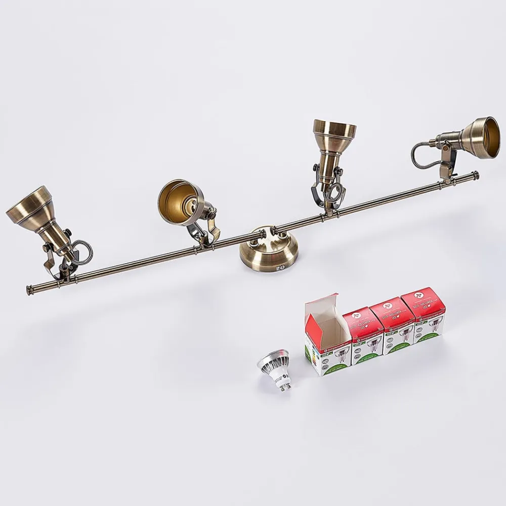 Lindby Loftlamper|Loftlamper>loftlampe Perseas, 78 cm, 4 lyskilder, antik messing, GU10