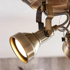 loftlampe Perseas, Ø 22cm, 3 lyskilder, antik messing, GU10^Lindby