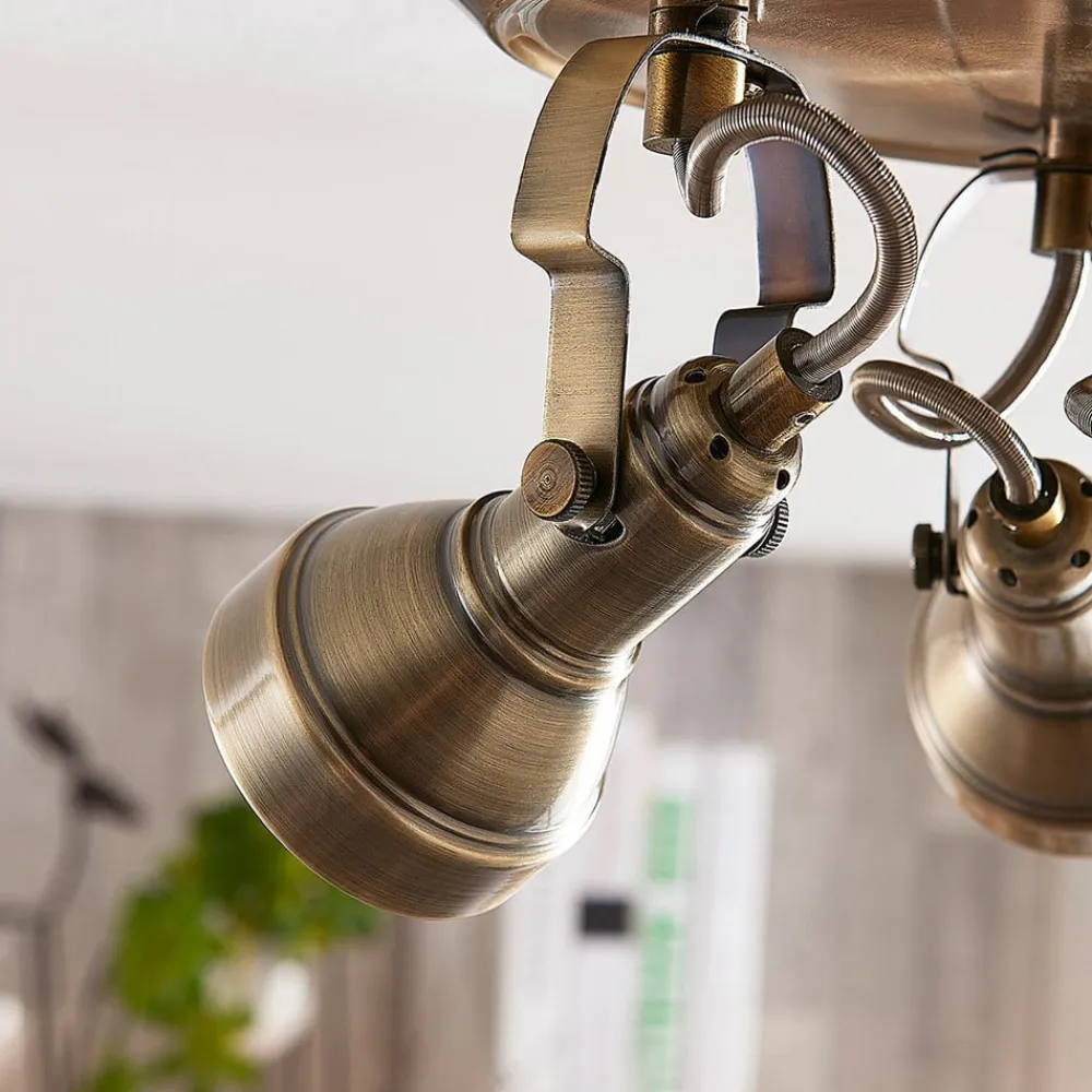 loftlampe Perseas, Ø 22cm, 3 lyskilder, antik messing, GU10^Lindby