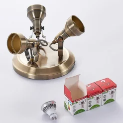 loftlampe Perseas, Ø 22cm, 3 lyskilder, antik messing, GU10^Lindby