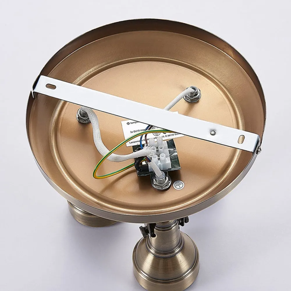 loftlampe Perseas, Ø 22cm, 3 lyskilder, antik messing, GU10^Lindby