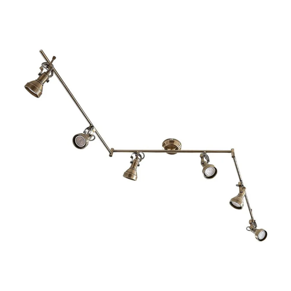 loftlampe Perseas, 180 cm, 6 lyskilder, antik messing, GU10^Lindby