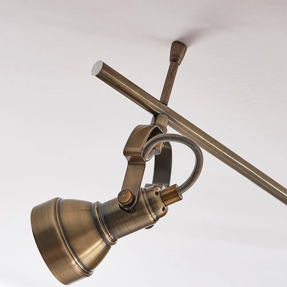 loftlampe Perseas, 180 cm, 6 lyskilder, antik messing, GU10^Lindby