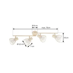 loftlampe Piena, beige, 4 lyskilder, metal, 70 cm^Lindby