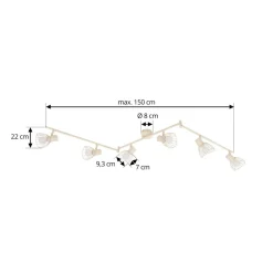 loftlampe Piena, beige, 6 lyskilder, metal, 150 cm^Lindby New