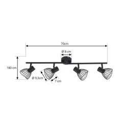 loftlampe Piena, sort, 4 lyskilder, metal, 70 cm^Lindby Online