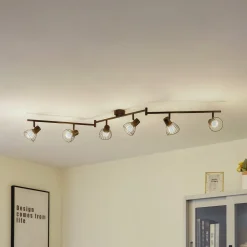 Lindby Gang|Loftlamper>loftlampe Piena, sort, 6 lyskilder, metal, 150 cm