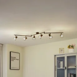 Lindby Gang|Loftlamper>loftlampe Piena, sort, 6 lyskilder, metal, 150 cm