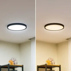 loftlampe Pravin, Ø 30 cm, CCT, sort^Lindby Clearance