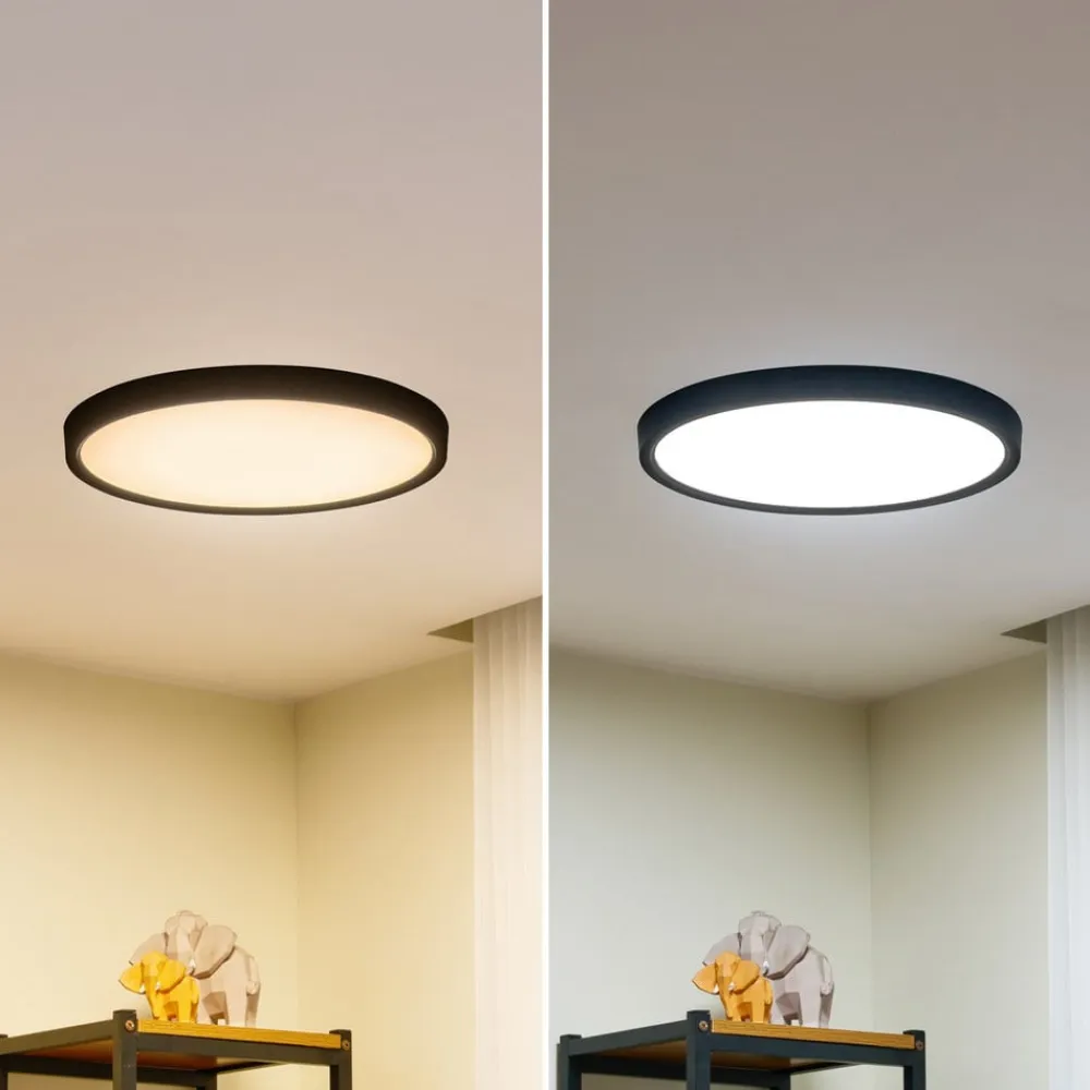 Lindby Gang|Pendellamper>loftlampe Pravin, Ø 40 cm, CCT, sort