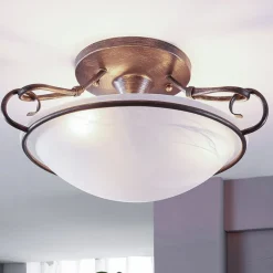 Lindby Loftlamper|Loftlamper>loftlampe Rando, sølv antik, glas, Ø 50 cm, E27
