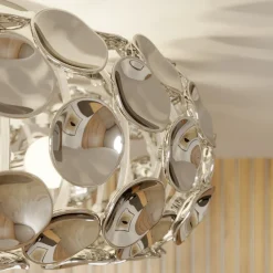 Lindby loftlampe Reza, Ø 48 cm, kromfarvet, E14