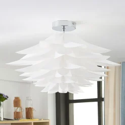 loftlampe Rimon, hvid, plast, Ø 50 cm, E27^Lindby Best