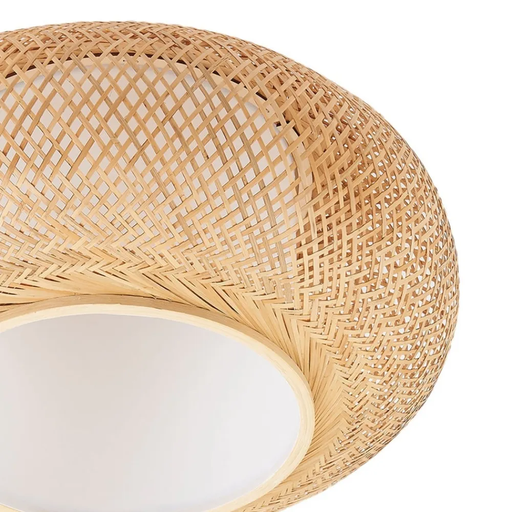 Lindby Pendellamper|Loftlamper>loftlampe Romaine, bambus, natur/hvid, Ø 50 cm