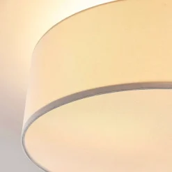 Lindby loftlampe Sebatin, Ø 40 cm, hvid, stof, E27