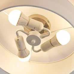 Lindby loftlampe Sebatin, Ø 40 cm, hvid, stof, E27