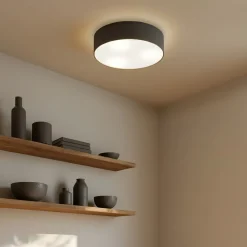 Lindby Loftlamper|Pendellamper>loftlampe Sebatin, Ø 40 cm, grå, stof, E27