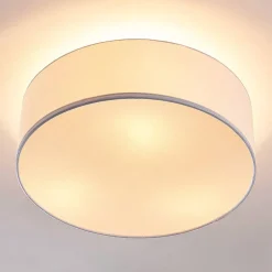 loftlampe Sebatin, Ø 40 cm, hvid, stof, E27^Lindby Outlet