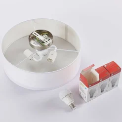 loftlampe Sebatin, Ø 40 cm, hvid, stof, E27^Lindby Outlet