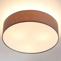 loftlampe Sebatin, Ø 50 cm, grå, stof, E27^Lindby Hot