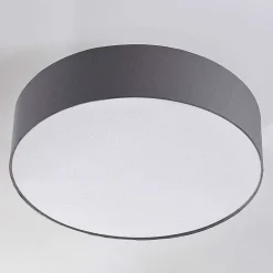 loftlampe Sebatin, Ø 50 cm, grå, stof, E27^Lindby Hot
