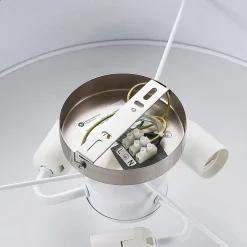 loftlampe Sebatin, Ø 50 cm, grå, stof, E27^Lindby Hot