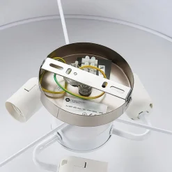 Lindby loftlampe Sebatin, Ø 50 cm, lysebrun, stof, E27