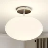 Lindby loftlampe Sonika, Ø 40 cm, nikkelfarvet, glas, E27