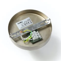 Lindby loftlampe Sonika, Ø 40 cm, nikkelfarvet, glas, E27