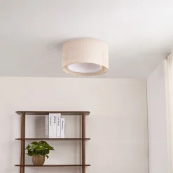 Lindby loftlampe Soula, Ø 40 cm, beige, plast, E27