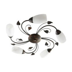 Lindby loftlampe Stefania, 5 lyskilder, sort/guld, Ø58cm