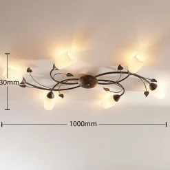 Lindby loftlampe Stefania, 6 lyskilder, sort/guld, 68 cm