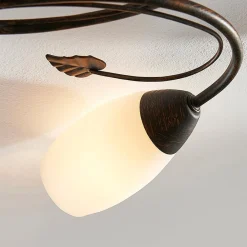 Lindby loftlampe Stefania, 6 lyskilder, sort/guld, 68 cm