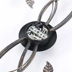 Lindby loftlampe Stefania, 6 lyskilder, sort/guld, 68 cm