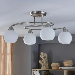 loftlampe Svean, 4-lys, hvid, glas, længde 42,5 cm^Lindby Best