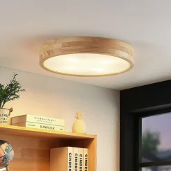 Lindby Gang|Loftlamper>loftlampe Tanju, Ø 50 cm, 4 lyskilder, egetræ, E27