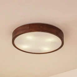 Lindby Gang|Loftlamper>loftlampe Tanju, Ø 50 cm, valnøddetræ, 4 lyskilder, E27