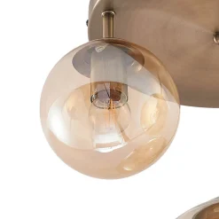 Lindby loftlampe Teeja, amber, 3 lyskilder, Ø47cm, glas, E27