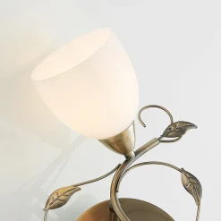 Lindby loftlampe Thaddeus, Ø 44 cm, antik messing, glas