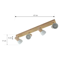 loftlampe Thorin, 67 cm, 4 lyskilder, hvid, træ, E14^Lindby Outlet
