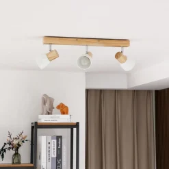 Lindby Gang|Loftlamper>loftlampe Thorin, 47 cm, 3 lyskilder, hvid, træ, E14