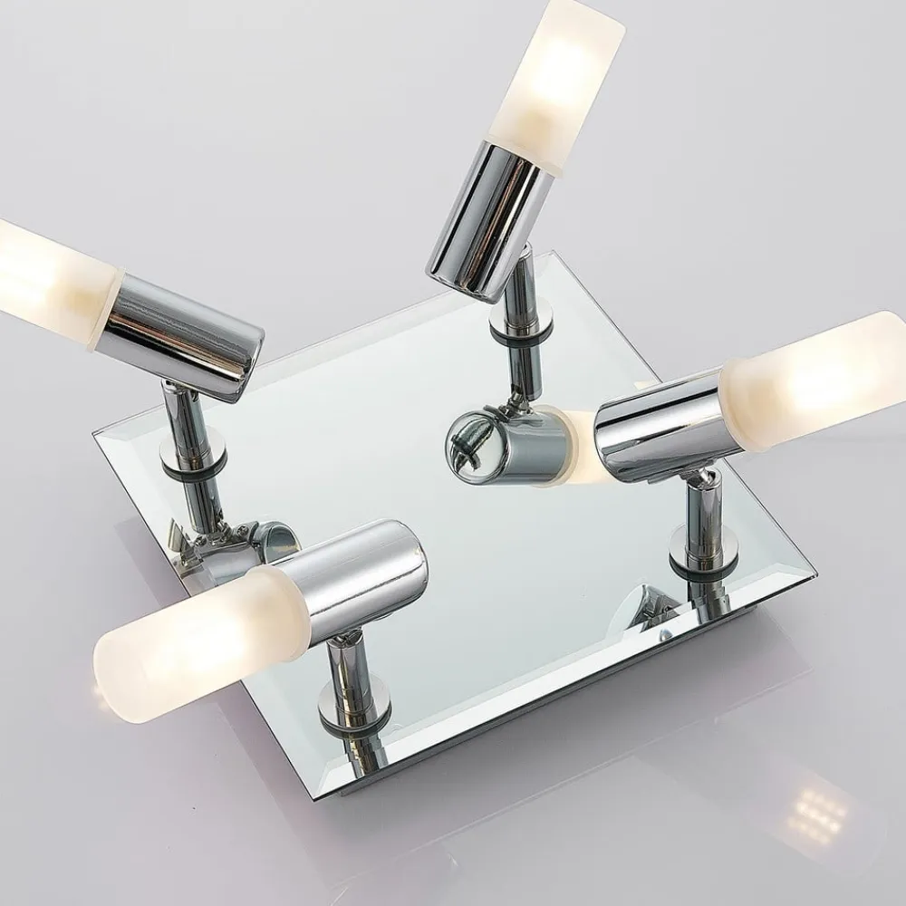 loftlampe til bad Zela, 32 cm, krom, 4 lyskilder, IP44^Lindby