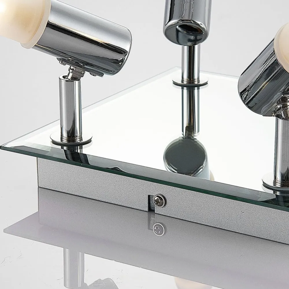 loftlampe til bad Zela, 32 cm, krom, 4 lyskilder, IP44^Lindby