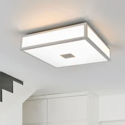 loftlampe til badeværelset Eniola, 30 cm, hvid/grå, IP44^Lindby Discount