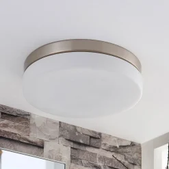 Lindby Loftlamper>loftlampe til badeværelset Amilia, Ø 30 cm, E27, nikkel, glas