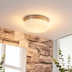 Lindby Loftlamper>loftlampe til badeværelset Amilia, Ø 18 cm, E27, nikkel, glas