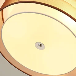 Lindby loftlampe Tobia, brun, tekstil, Ø 50 cm, E27