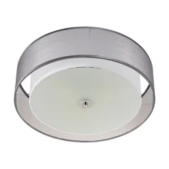 Lindby loftlampe Tobia, grå, tekstil, Ø 50 cm, E27